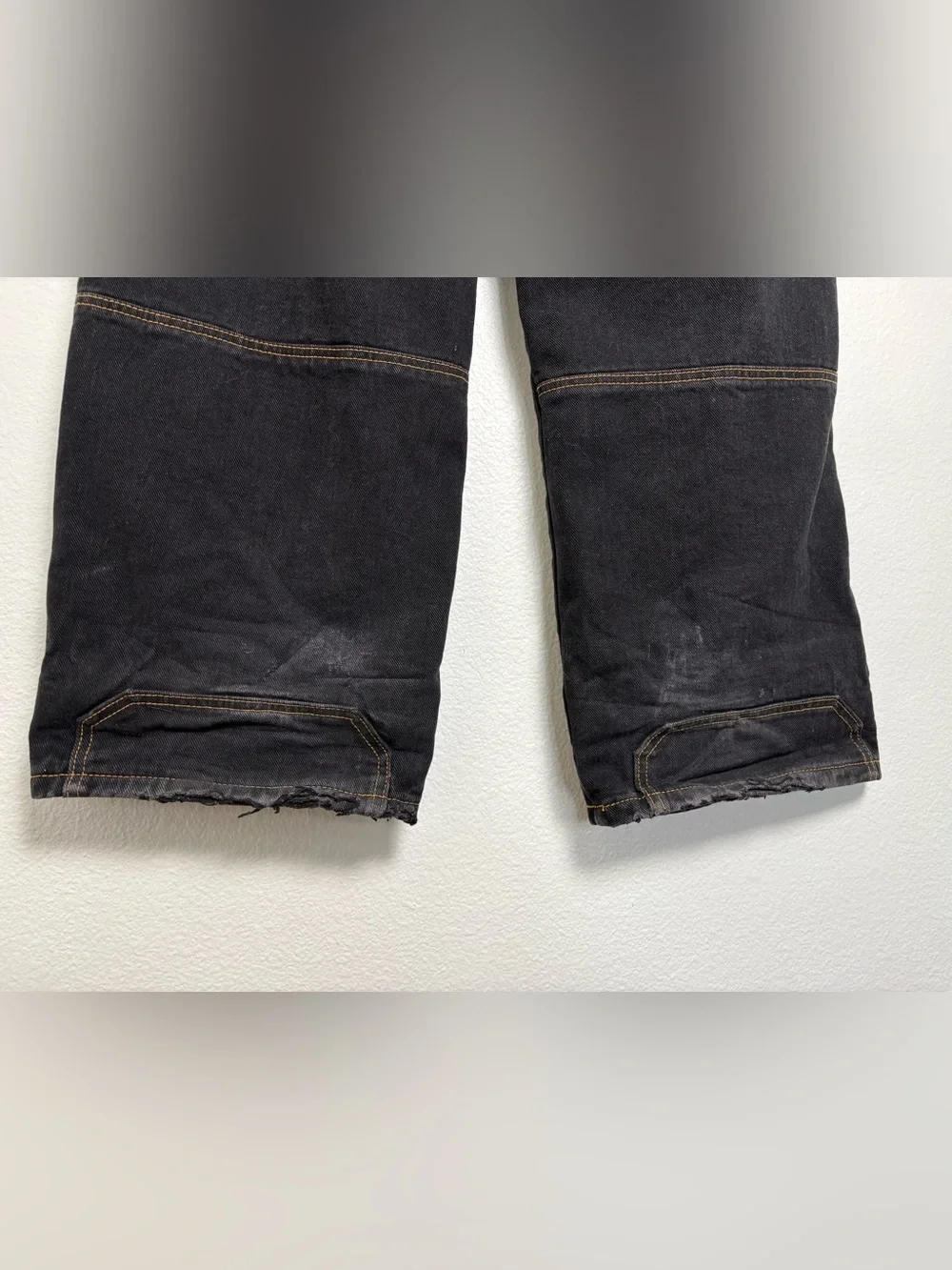 South Pole Men's Black Baggy Jeans with Red Embroidery Medium